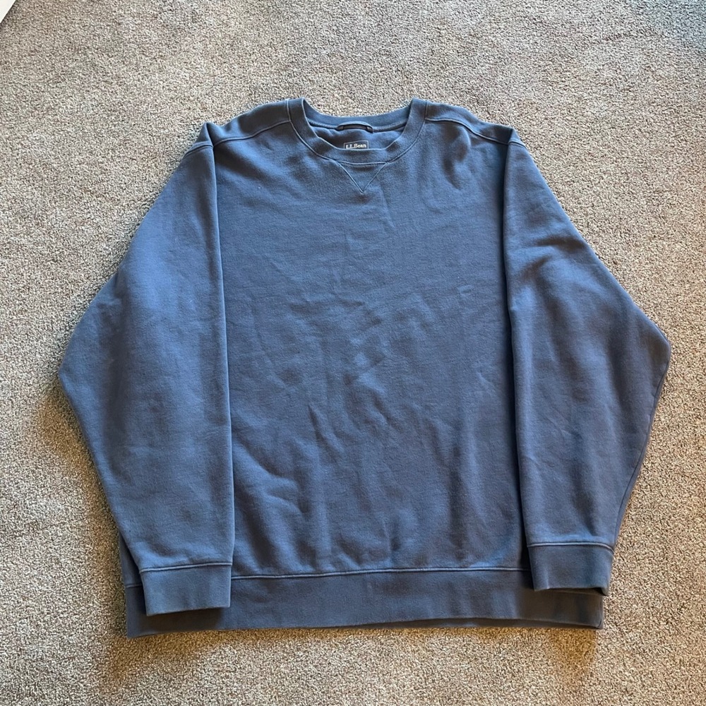 Mens LL Bean Sweatshirt XXL Tall Blue Gray Excellent Traditional Fit Crewneck